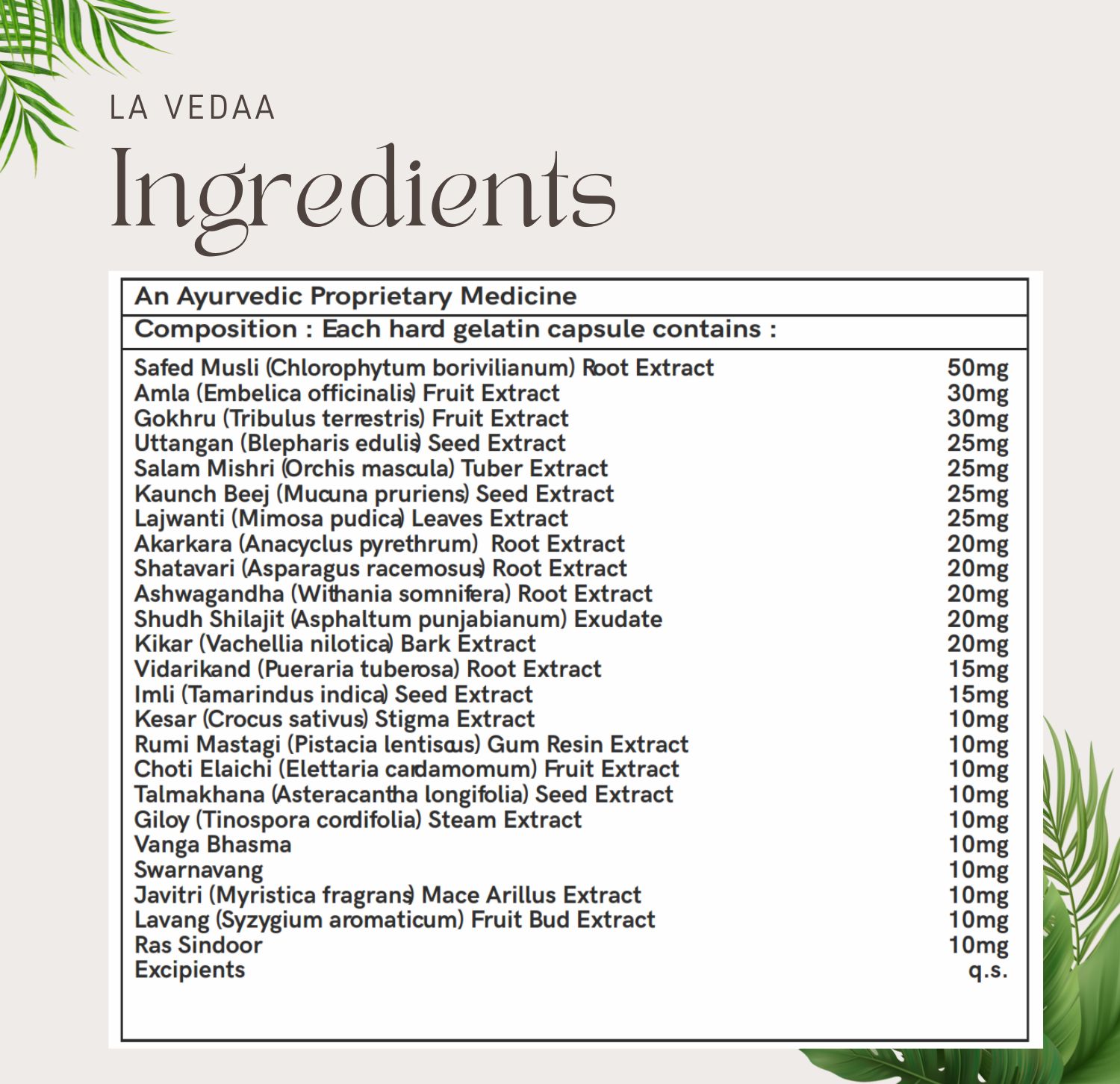 La Vedaa Men Care Capsules | Ayurvedic Multivitamin For Men with 24 Powerful Herbs | Herbal Supplement Helps in Relaxation, Boosts Stamina & Immunity | Non-Habit Forming 60 Veg Capsules - Image 7